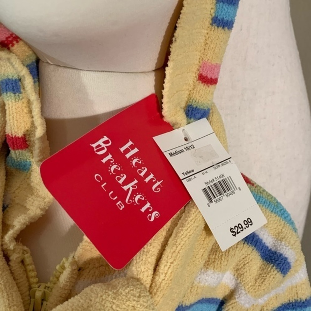 NWT Super Soft Heart Breakers Club Yellow Striped Sweater & Scarf Set - Picture 6 of 6